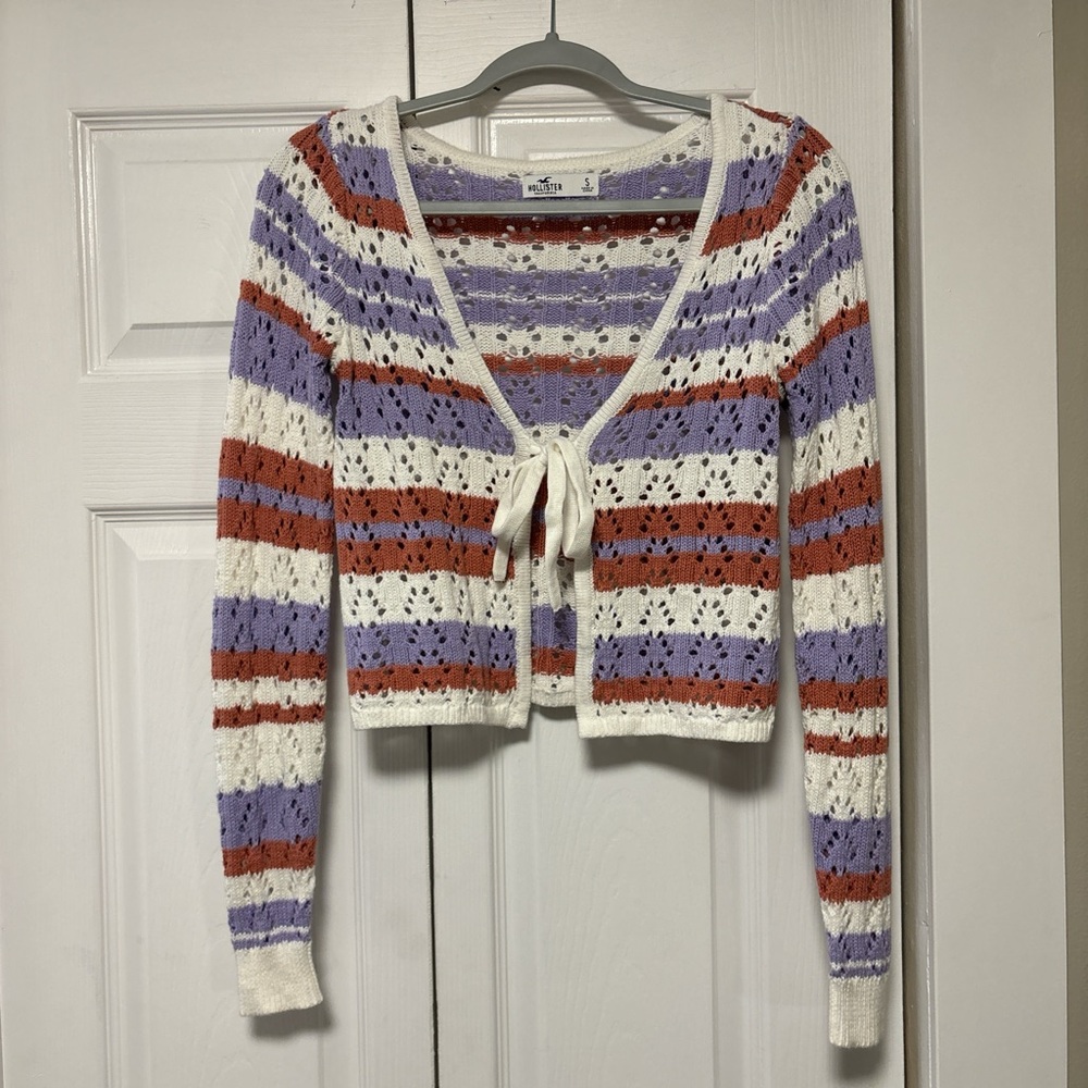 Crochet/knit front tie cardigan